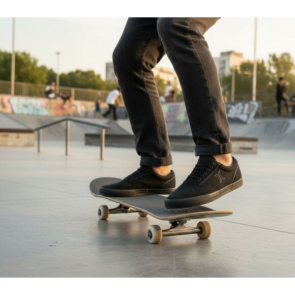 Hurley 8 Sneaker Men Arlo Canvas Lace-up Casual Shoes Classic Black Athleisure - Picture 6 of 16